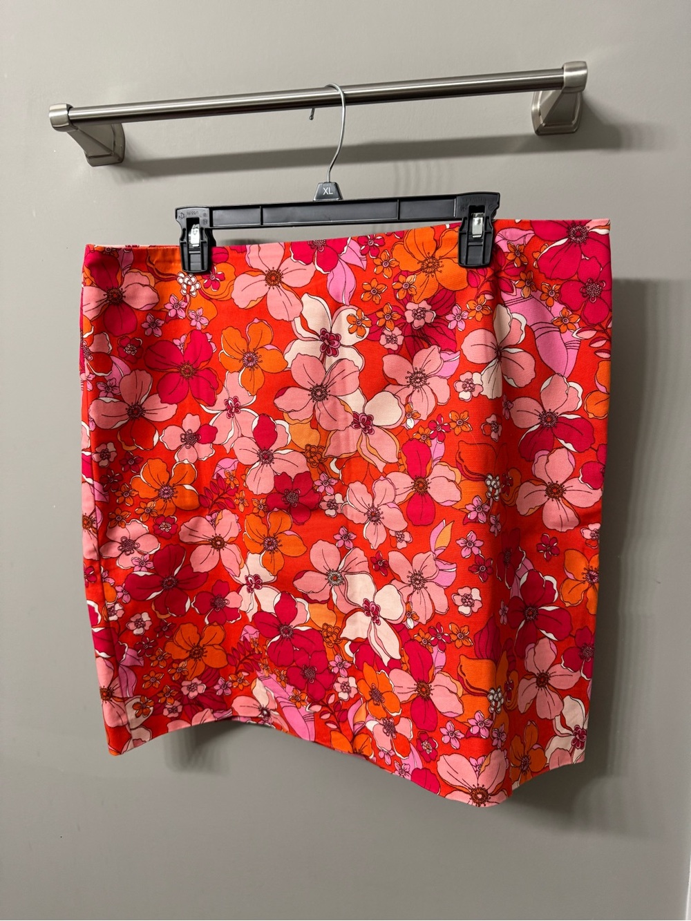 Talbots Vibrant Floral Orange Pink Mini Skirt